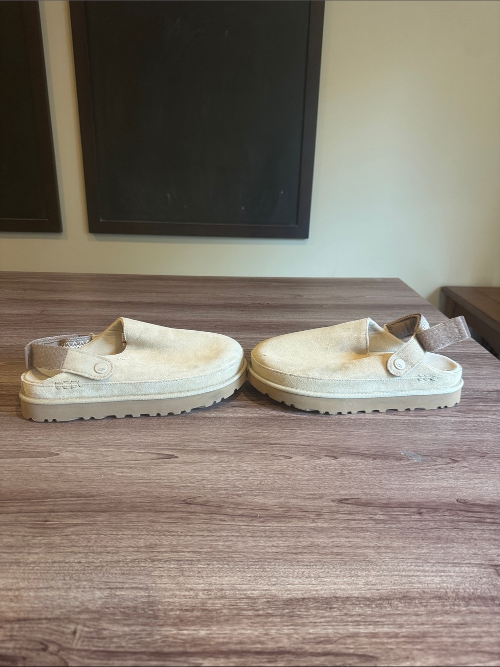 UGG Beige Suede Slip-On Clog mens 9 BL